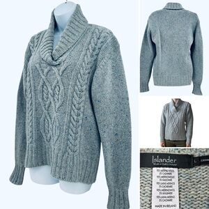 Islander Womens Light Blue Donegal Merino Wool Cashmere Sweater Sz. L